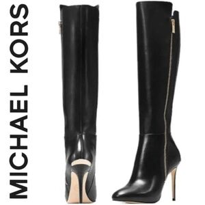 Michael Kors black leather stiletto boot